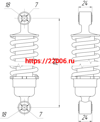 Амортизатор рамы зад. (750LBS*150L)(L-150, D1-18, d1-7,Н1-24, D2-18,d2-7, Н2-24) фото 2 Амортизатор рамы зад. (750LBS*150L)(L-150, D1-18, d1-7,Н1-24, D2-18,d2-7, Н2-24) фото 2