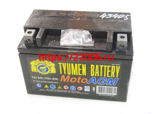 Аккумулятор 12В  9 А/ч, кислотный AGM (Тюмень 6МТС -9)  (150х86105) прямая  полярность (залитый)