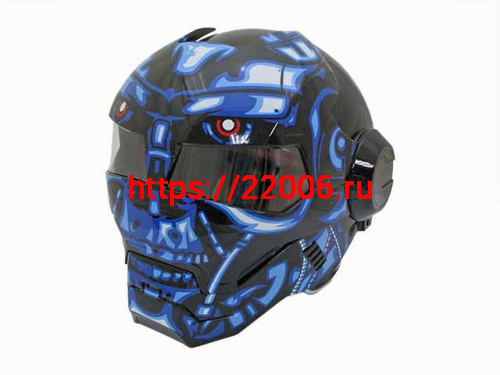 Мотошлем закрытый MASEI 610 с рисунком синий (XXL) Мотошлем закрытый MASEI 610 с рисунком синий (XXL)